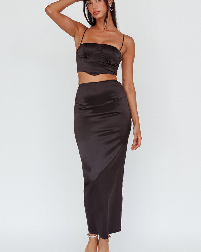 Black Satin Crop Top