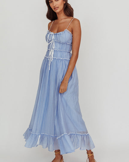 Blue Tie Accent Maxi Dress Cloud