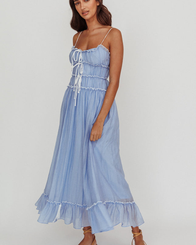 Blue Tie Accent Maxi Dress Cloud