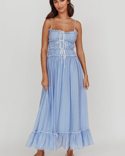 Blue Tie Accent Maxi Dress Cloud