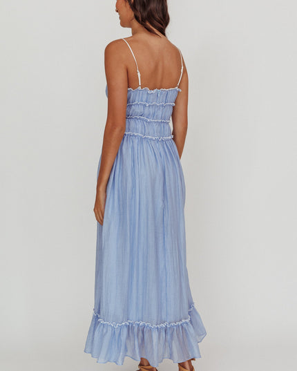 Blue Tie Accent Maxi Dress Cloud