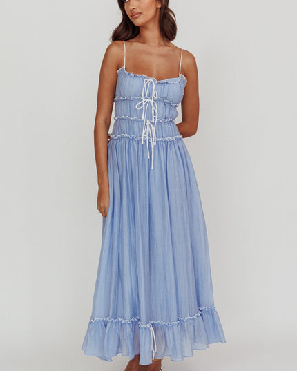 Blue Tie Accent Maxi Dress Cloud