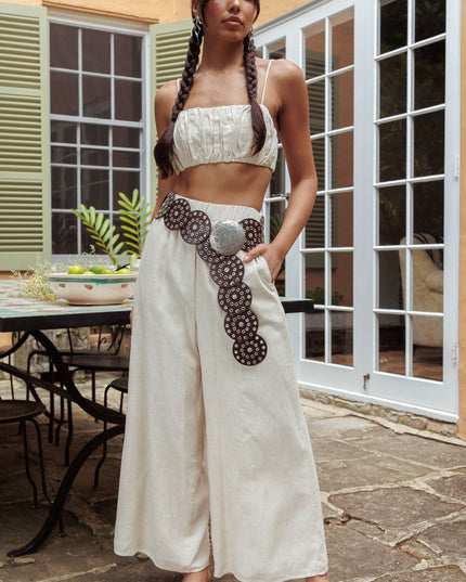 Oat Gathered Crop Top