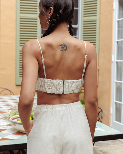 Oat Gathered Crop Top