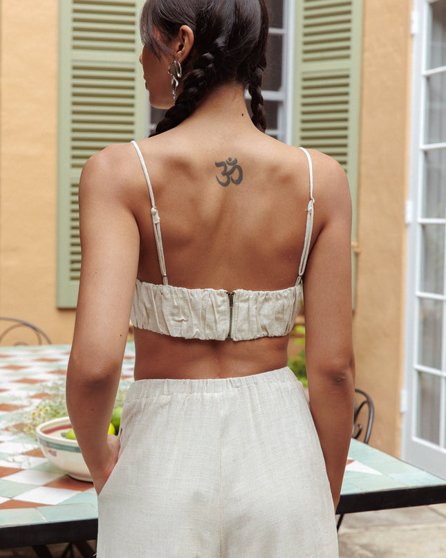 Oat Gathered Crop Top