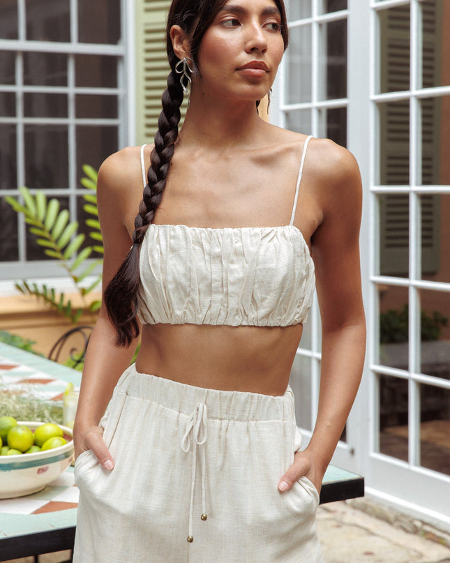 Oat Gathered Crop Top