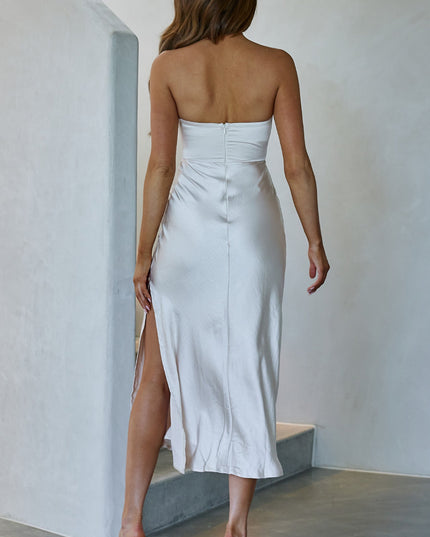 Champagne Strapless Midi Dress