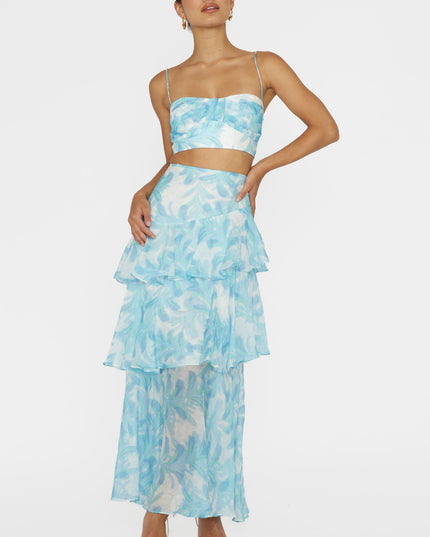 Blue Pleat Crop Top Floral