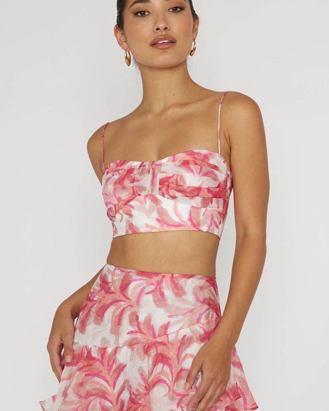 Pink Pleat Crop Top Floral