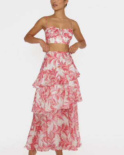 Pink Pleat Crop Top Floral