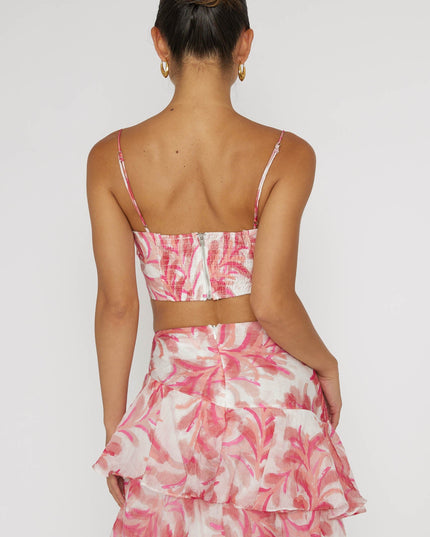 Pink Pleat Crop Top Floral