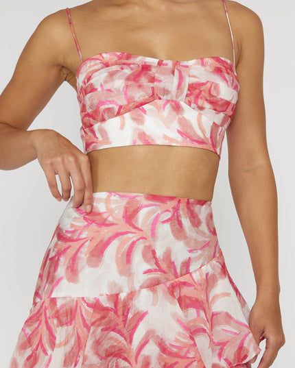 Pink Pleat Crop Top Floral