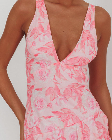 Pink Strappy Back Maxi Dress Floral