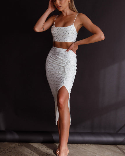 White Pleated Bust Crop Top