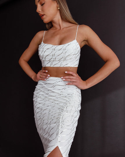 White Pleated Bust Crop Top