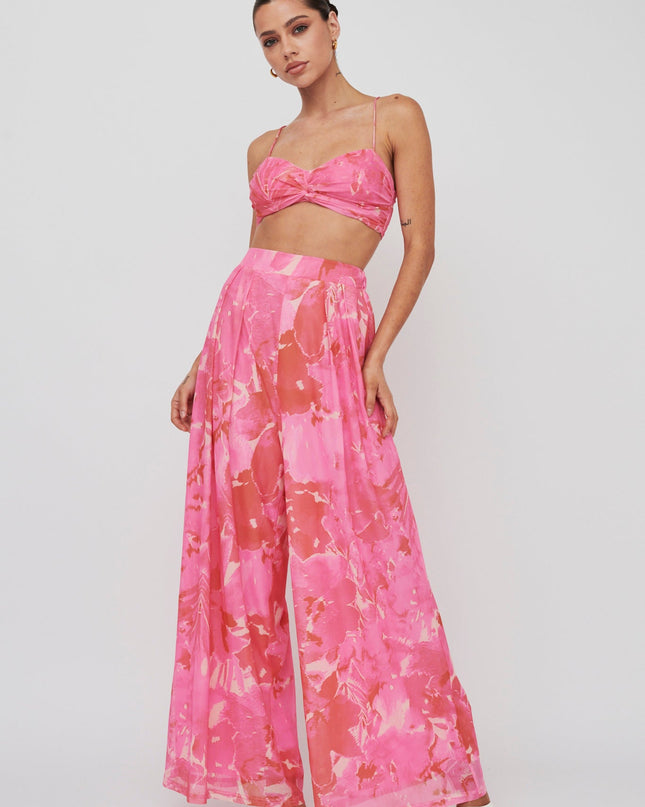 Blush Tied Back Crop Top Print