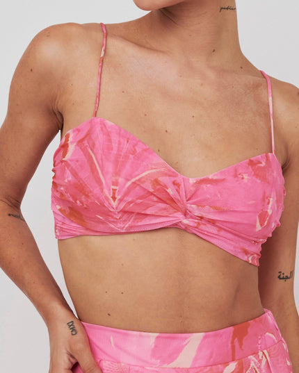 Blush Tied Back Crop Top Print