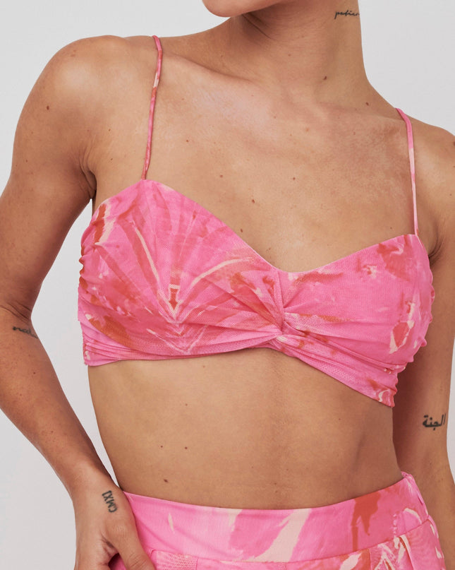 Blush Tied Back Crop Top Print