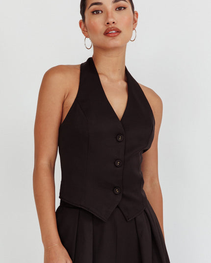 Black Halter Vest Top