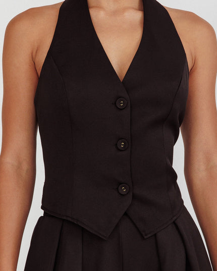 Black Halter Vest Top