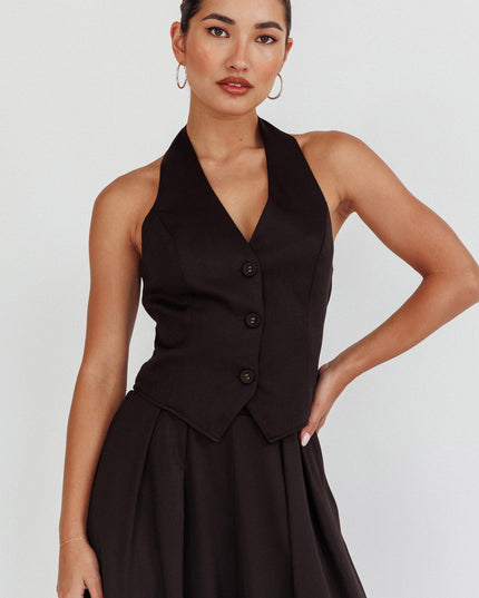 Black Halter Vest Top