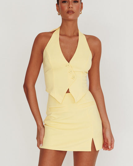 Lemon Fitted A-Line Mini Skirt