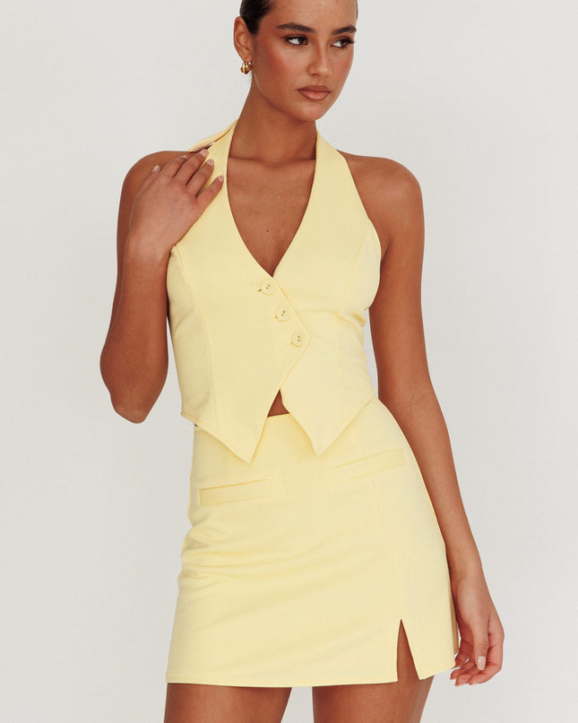 Lemon Fitted A-Line Mini Skirt