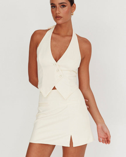 Oyster Fitted A-Line Mini Skirt