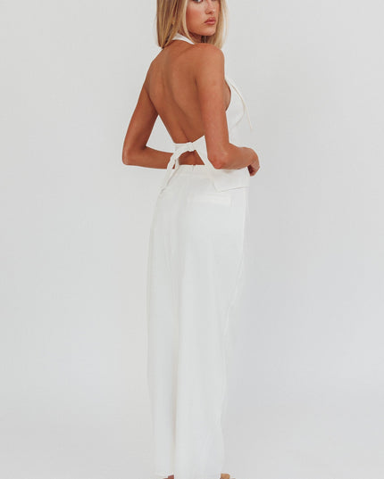 Off White Faux Pocket Maxi Skirt
