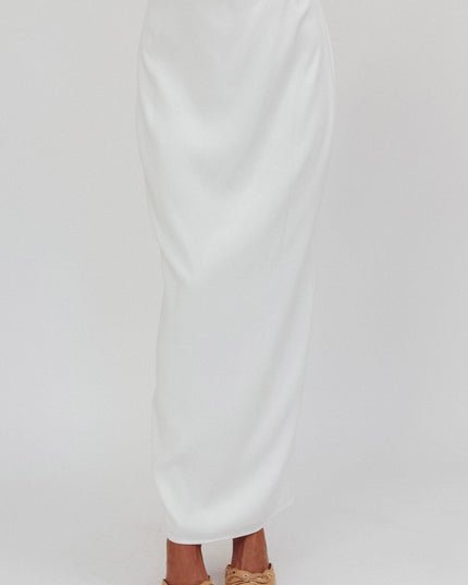 Off White Faux Pocket Maxi Skirt