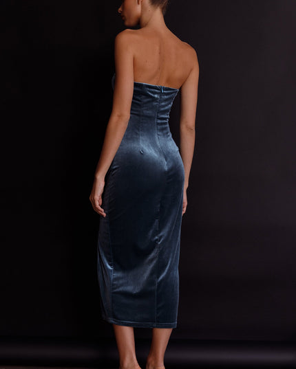 Blue Fate Velvet Midi Dress