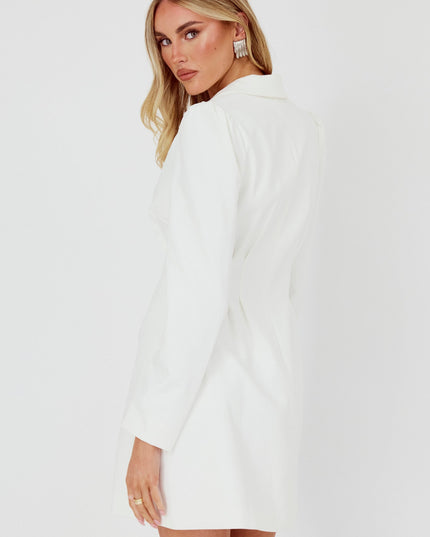 White Button Front Pintuck Mini Dress