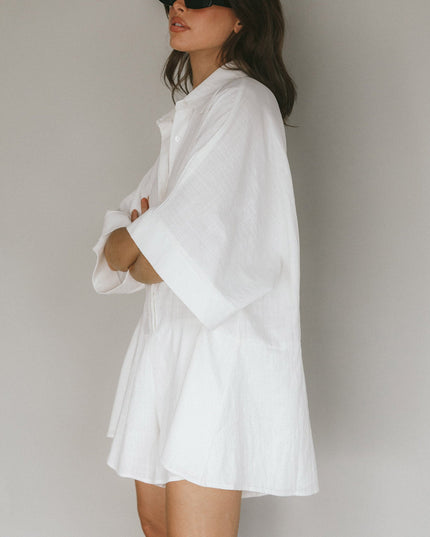 White Beach Button-Up Romper