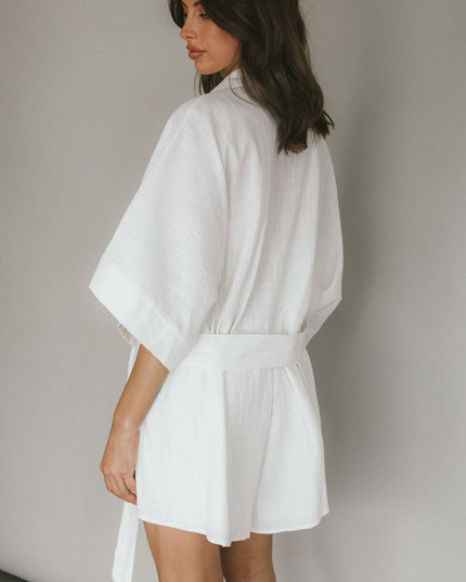 White Beach Button-Up Romper