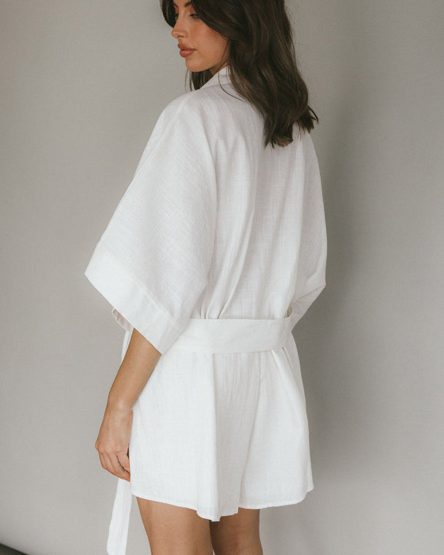 White Beach Button-Up Romper