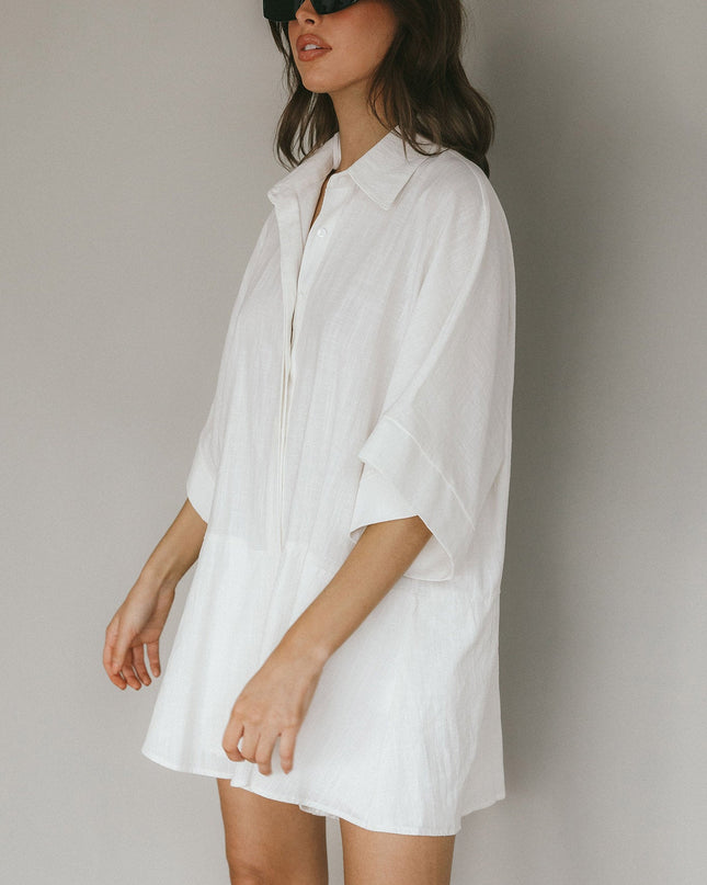 White Beach Button-Up Romper