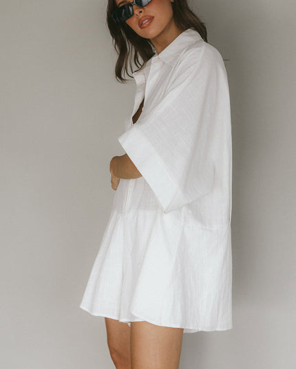 White Beach Button-Up Romper