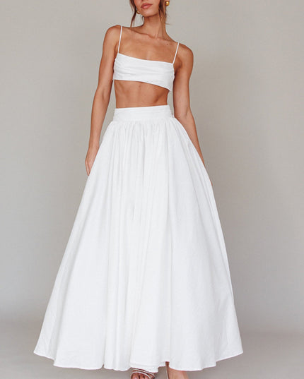 White Tied Back Maxi Skirt