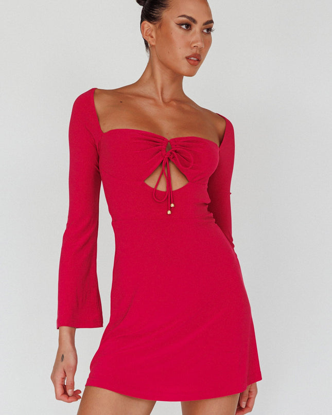 Plum Drawstring Bust Mini Dress