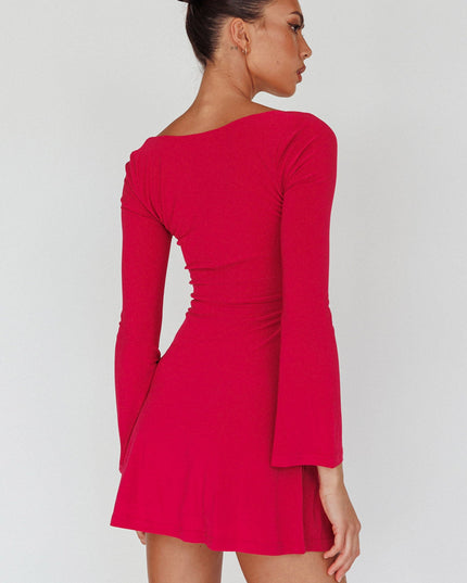 Plum Drawstring Bust Mini Dress