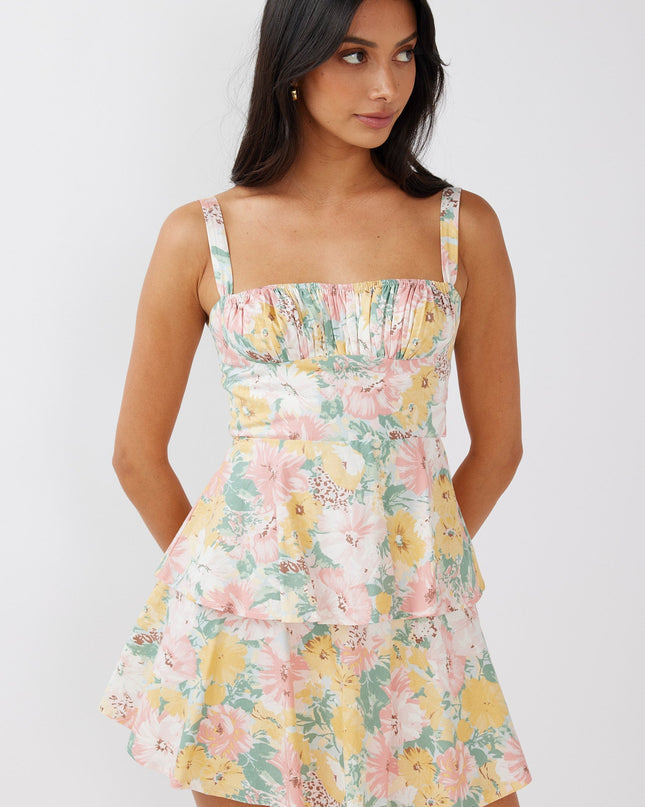 Blush Tiered Mini Dress Multi