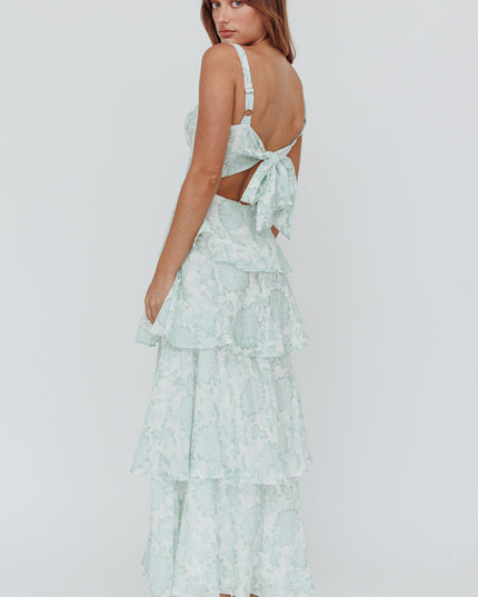 Sage Tiered Maxi Dress Floral