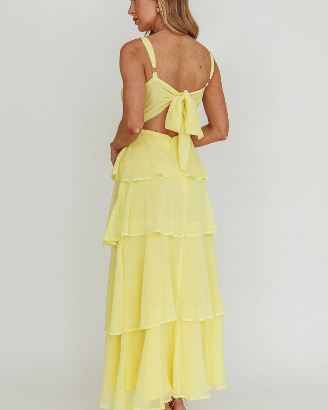 Yellow Tiered Ruffle Maxi Dress