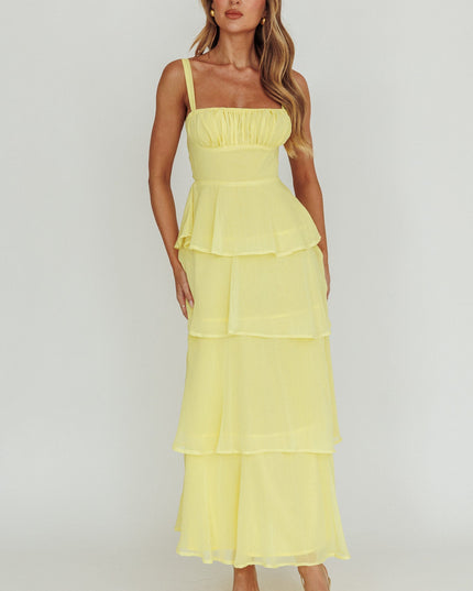 Yellow Tiered Ruffle Maxi Dress