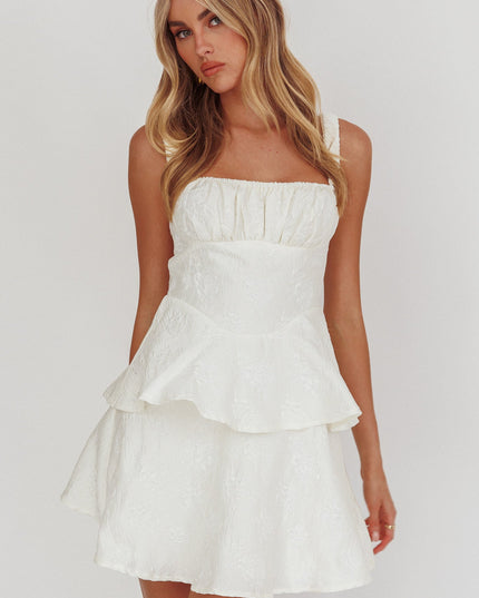 Cream Peplum Mini Dress