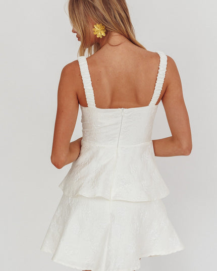 Cream Peplum Mini Dress