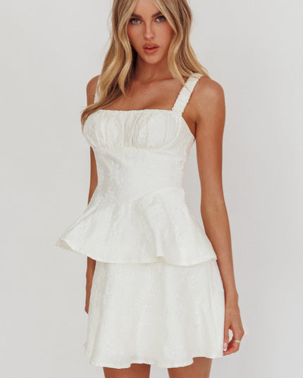 Cream Peplum Mini Dress