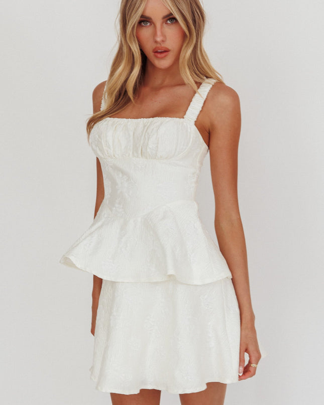 Cream Peplum Mini Dress