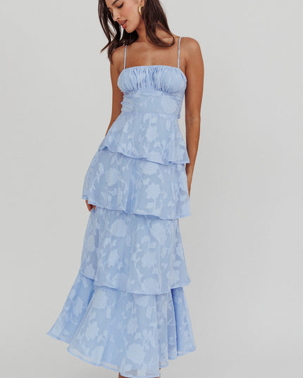 Blue Tiered Maxi Dress