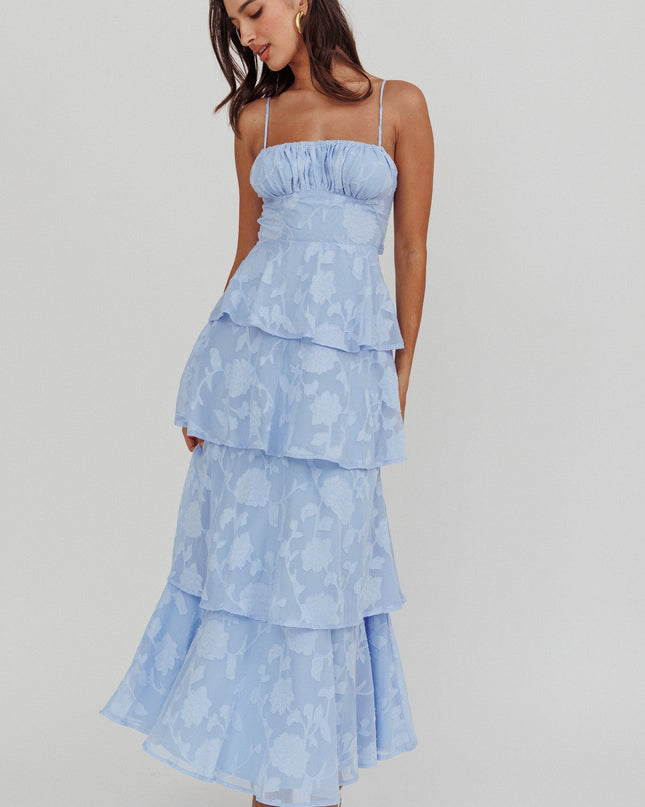 Blue Tiered Maxi Dress